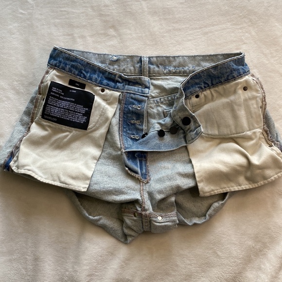 Alexander Wang Shorts Sz 31 Denim X Hike Rolled Button Fly High Waist Distressed - Picture 6 of 16